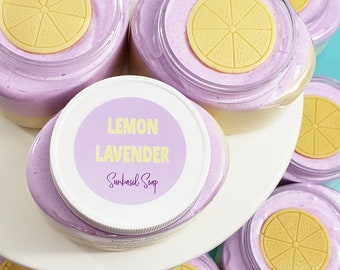 Lavender Lemon Body Scrub / Best Friend Birthday Gift / Gift Woman/ Lavender Sugar Scrub / Lavender Soap / Whipped Scrub. 10 oz jar