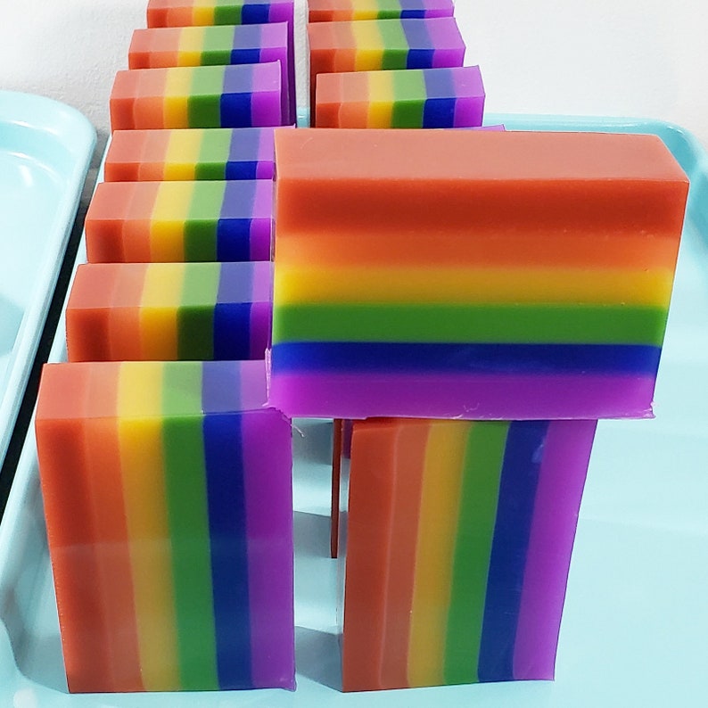 Rainbow Soap. unique gift. Natural Soap. Best friend gift. Vegan Soap. Rainbow gifts. Pride gift. Handmade soap. Rainbows and happy gifts image 1