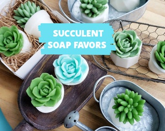 Bridal Shower Favors  Succulent Soap Favors Handmade Soaps Personalized Favor Bridal Party Gift  Succulent Wedding Unique Ideas for Guests