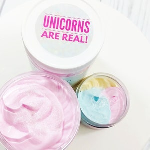 UNICORN SCRUB. bath gift for her. Unicorn gift. kids sparkle unicorn party favor kid spa party best friend gift body scrub whipped soap 8 oz body butter