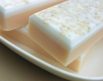 All natural soap. OATMEAL MILK and HONEY Bar Soap. Moisturizing Soap. Scented soap. Glycerin soap. Gentle for Sensitive Skin