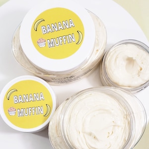 Banana Muffin Body Lotion - Body Butter - Hand and Body Cream - Banana Bundt Cake Scent - Moisturizer - Whipped Cream, Bananas, Pie Crust