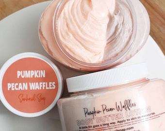 Pumpkin Pecan Waffles Whipped Body Butter, Handmade Fall Skincare