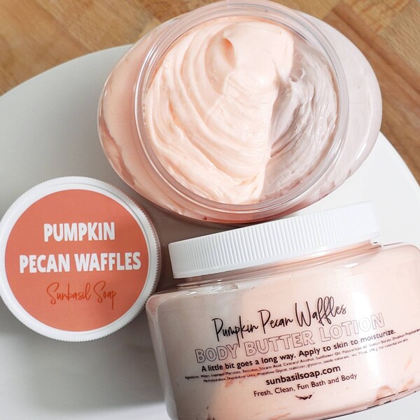 Pumpkin Pecan Waffles Whipped Body Butter, Handmade Fall Skincare
