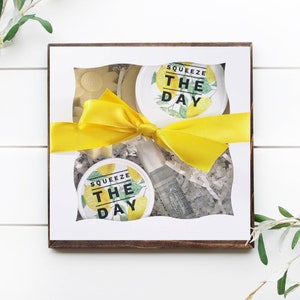 Spa Gift. Gift for Her. Bath Gift Set. Lemon Bath and Body Gift Set. Gift for Mom. Birthday Gift. Thank you Gift. Friend Gift. Mom Gift Box image 1