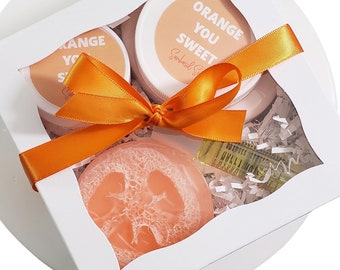 Citrus ORANGE YOU SWEET Bath and Body Gift Box for Women / Personalized Thank You Gift / Spa Gift Set / Unique Gift for Her / Handmade Soap