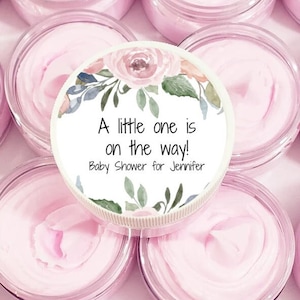 Baby Shower Favors Hand Cream - A Little One on the Way Label - Pink Floral Party Favors - Personalized Party Favors for Girl Baby Shower