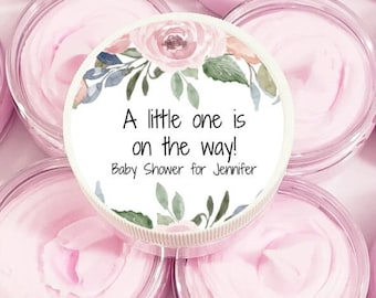 Baby Shower Favors Hand Cream - A Little One on the Way Label - Pink Floral Party Favors - Personalized Party Favors for Girl Baby Shower