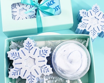 Jack Frost Spa Gift Set: Snowflake Soap & Mint Body Butter