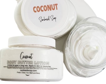 Whipped body butter lotion. TOASTED COCONUT Body Butter. Thick body butter. Hand cream. Coconut lotion. Gift for Her. Natural body butter