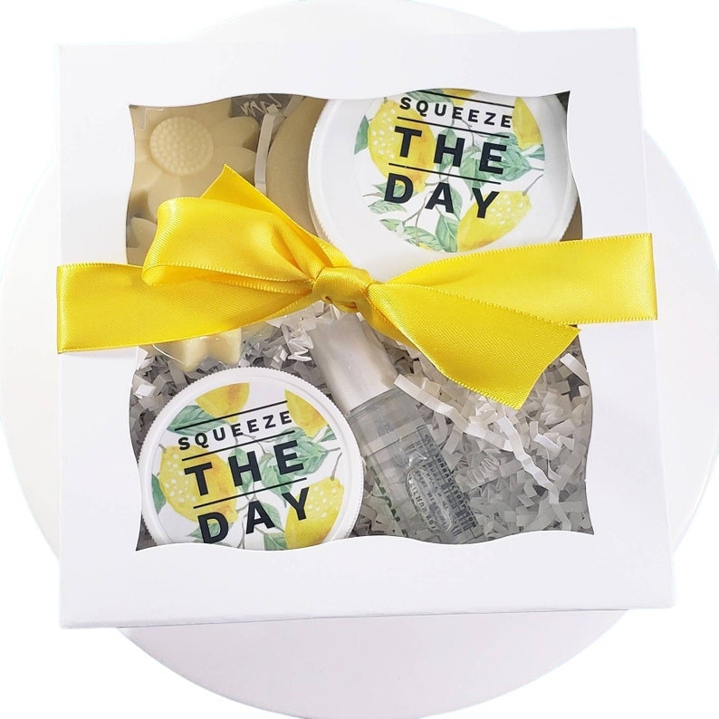 Spa Gift. Gift for Her. Bath Gift Set. Lemon Bath and Body Gift Set. Gift for Mom. Birthday Gift. Thank you Gift. Friend Gift. Mom Gift Box image 2