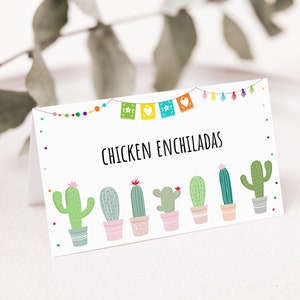 Cartes de tente Fiesta modifiables étiquettes alimentaires Fiesta Baby Shower Cactus Succulent Fiesta Bridal Shower Digital Printable Instant Download A552