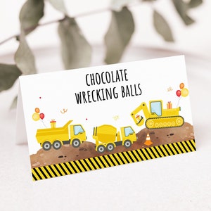 Editable Construction Birthday Tent Cards Food Labels Construction Truck Dump Truck Digger Boy Construction Party Printable Digital A605