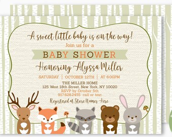 printable baby shower invitations woodland animals