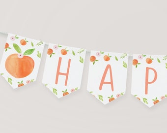 Editable Peach Birthday Banner Sweet As A Peach First Birthday Banner Watercolor Peach 1st Birthday Printable Digital Download A668