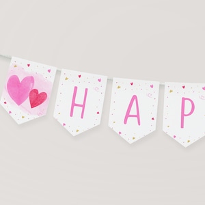 Editable Sweetheart Birthday Banner Sweetheart Birthday Pink Gold Hearts Valentine's Birthday Girl Valentine's Day Party Download A657