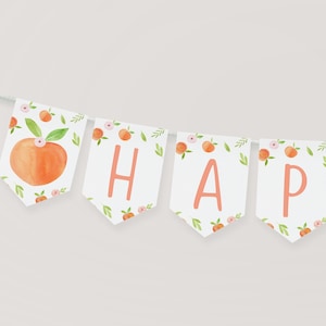 Editable Peach Birthday Banner Sweet As A Peach First Birthday Banner Watercolor Peach 1st Birthday Printable Digital Download A668