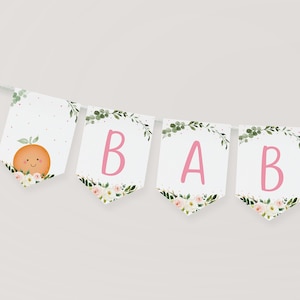 Editable Little Cutie Baby Shower Banner Clementine Summer Girl Floral Baby Shower Pink Little Cutie Printable Digital Instant Download A535