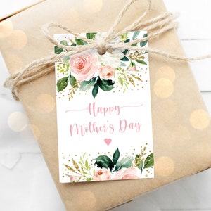 Happy Mother's Day Tags Favor Tag Mothers Day Gift Tag Pink Gold Floral Gift Tag Gift Label Mother's Day Flower Tag Digital Download