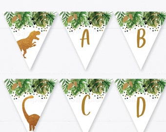 Dinosaur Baby Shower Banner, Dinosaur Birthday Banner, Gold Dinosaur, Dinosaur Safari, Dinosaur Dig Party, Letters A-Z , PRINTABLE A498