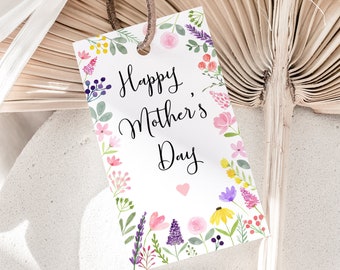 Happy Mother's Day Tag Favor Tag Mothers Day Gift Tag Wildflower Gift Tag Gift Label Mother's Day Pink Floral Mom Tag Digital Download