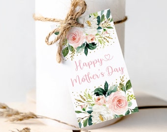 Happy Mother's Day Tag Favor Tag Mothers Day Gift Tag Pink Gold Floral Gift Tag Gift Label Mother's Day Flower Tag Digital Download