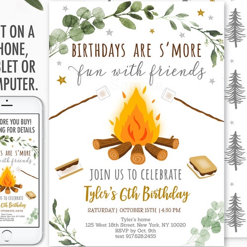 Deer & Campfire Camping Girls Personalized Party Thank You Cards Deer & Campfire Camping Girls Personalized Party Thank You Cards
