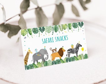 EDITABLE Party Animal Birthday Tent Cards Food Labels Safari Birthday Jungle Birthday Wild One Birthday Digital Instant Download Corjl A513