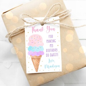 Editable Template Twins Printable Ice Cream Theme Girl Birthday Party Favor Tag Instant Download So Sweet Party Tag I03