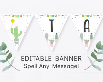 Editable Taco Bout A Baby Banner Fiesta Baby Shower Cactus Succulent Mexican Coed Gender Neutral Printable Digital Instant Download A552