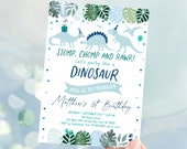 Editable Blue Dinosaur Birthday Invitation, Dinosaur First Birthday Invite, Boy Dinosaur Safari, Dinosaur Party, Digital Download A573 Il_170x135