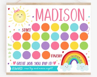 Grafico modificabile dei premi Sunshine Rainbow, Grafico degli adesivi Sunshine, Arcobaleno in oro rosa, Vasino, Grafico del comportamento, Grafico dei compiti digitali A530
