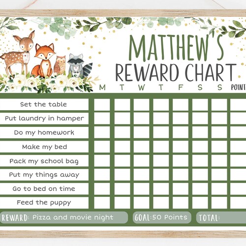 EDITABLE Woodland Reward Chart Woodland Behavior Chart - Etsy EDITABLE Woodland Reward Chart Woodland Behavior Chart - Etsy