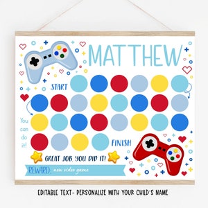 Editable Video Game Reward Chart, Video Game Sticker Chart, Boy Video ...