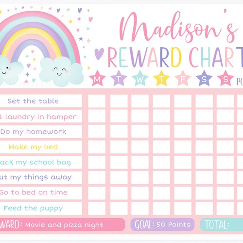 TWO Re-usable Rainbow Chore Reward Charts & Free Stickers Pens 