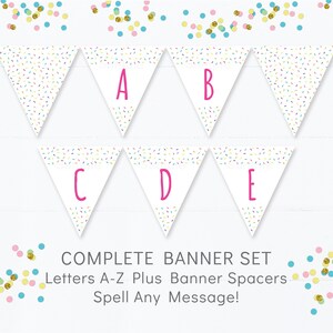Pink Baby Sprinkle Banner Sprinkled With Love Baby Girl Sprinkle Rainbow Sprinkle Letters A-Z Digital Printable Instant Download A109