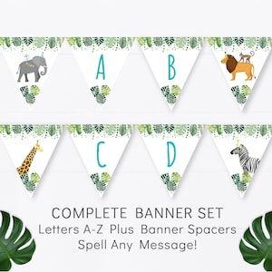Party Animals Safari Birthday Banner Jungle Birthday Zoo Birthday Boy Safari Girl Safari Letters A-Z Printable Digital INSTANT DOWNLOAD A513