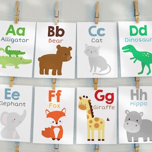 Printable Alphabet Flashcard Set ABC Animal Flashcards Alphabet Cards Circle Time Preschool Homeschool Classroom Decor Instant Download K100