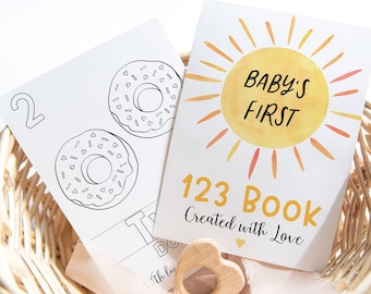 Baby's First 123 Book Baby Shower Coloring Pages Baby Shower Game Boho Sunshine Numbers Coloring Book Digital Instant Download A681