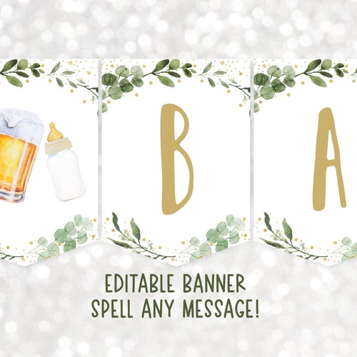Editable Baby is Brewing Baby Shower Banner Beer Baby Shower - Etsy