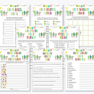 Fiesta Baby Shower Games Package Cactus Succulent Taco Bout A Baby Coed Baby Shower 8 Printable Games Digital Instant Download A552