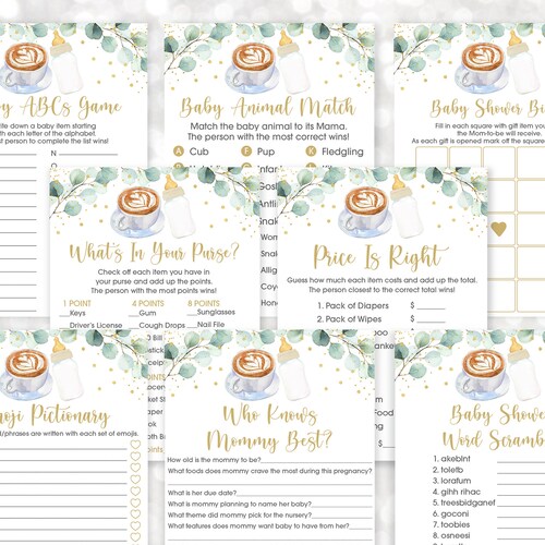 Baby is Brewing Baby Shower Games Package Coffee Baby Shower Etsy