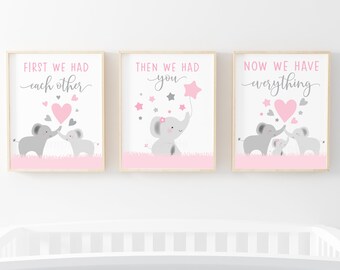 grey and pink elephant nursery