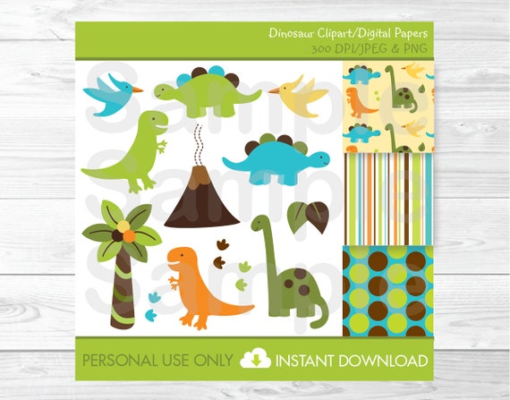 Dinosaur Clipart / Dinosaur Patterns / Dinosaur Digital Paper / Dinosaur Baby Shower / PERSONAL USE Instant Download A317 Il_570xn