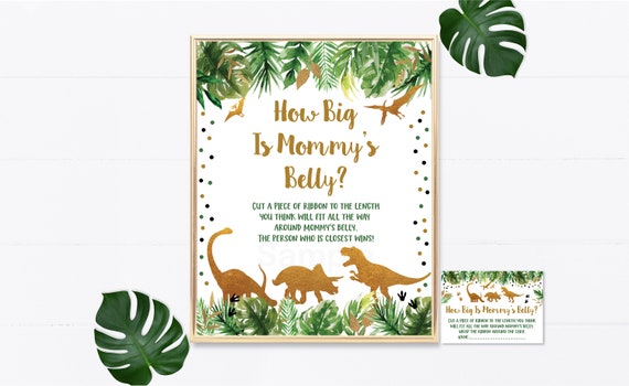 Dinosaur How Big Is Mommy's Belly Game, Dinosaur Baby Shower, Gold Dinosaur, Dinosaur Safari, Belly Guessing Game, Printable, Digital A498 Il_570xn