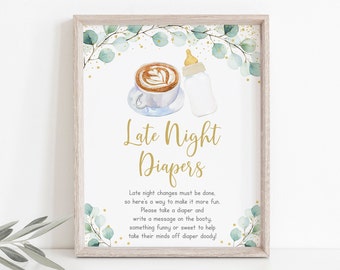 Baby Is Brewing Diaper Thoughts Sign Coffee Baby Shower Baby Is Brewing Shower Greenery Gold Coed Gender Neutral Digital Download A601