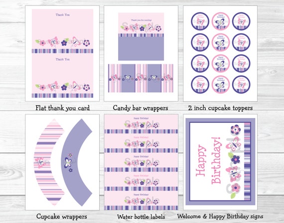 Pink Butterfly Birthday Party Package / Butterfly Birthday Package / Butterfly Decorations / Pink & Purple / Printable INSTANT DOWNLOAD A248 Il_570xn