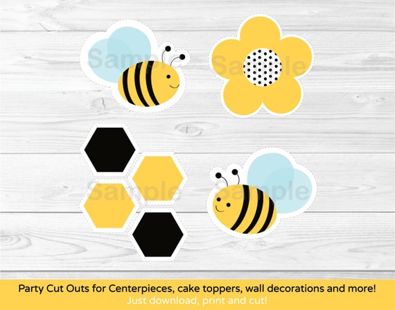 Cute Bumble Bee Cut Outs / Bumble Bee Baby Shower / Bumble Bee Birthday / Bumble Bee Decorations / Printable INSTANT DOWNLOAD A214 Il_570xn
