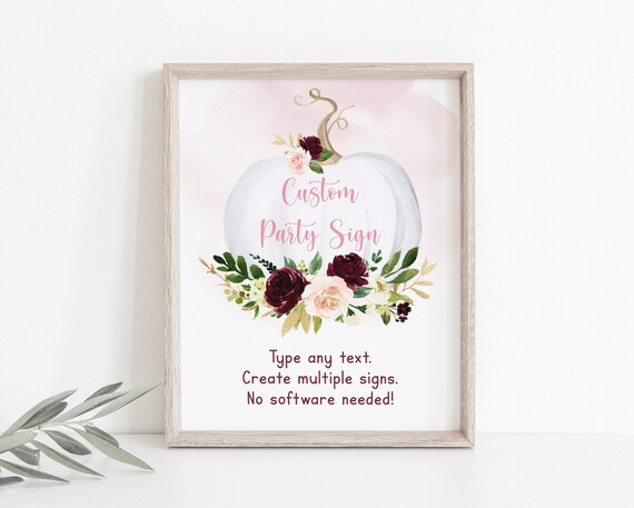 EDITABLE Pumpkin Baby Shower Sign Table Sign Little Pumpkin Fall Pink Pumpkin Girl Baby Shower Digital Printable Instant Download A569 Il_570xn