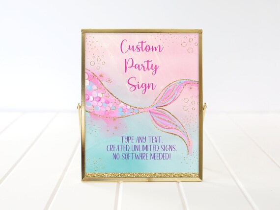 Editable Mermaid Baby Shower Sign Pink Mermaid Tail Girl Pink Gold Purple Under The Sea Baby Shower Printable Digital Download A627 Il_570xn